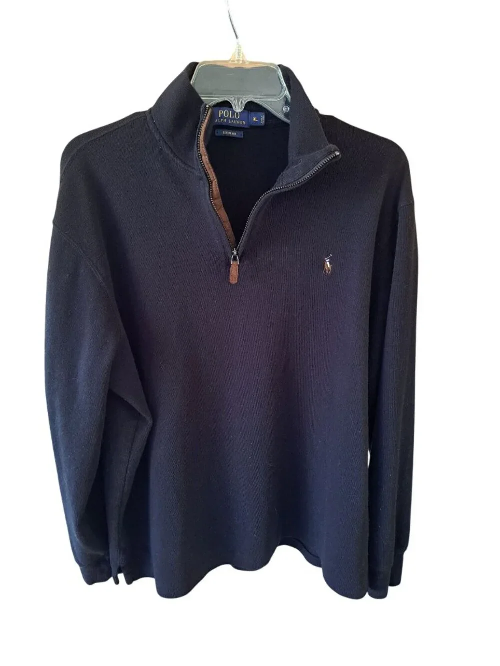 Polo Ralph Lauren Estate Rib Quarter-Zip Pullover XL Black  Cotton Mens Sweater